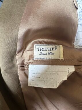 Trophée Linea Blue Tan Khaki Half- Lining Men’s Suit Size 54